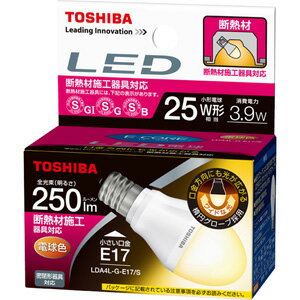 LDA4L-G-E17/S【税込】 東芝 LED電球 ミニクリプトン電球形 3.9W（全光束：250lm/電球色相当） E-CORE（イー・コア） [LDA4LGE17S]【返品種別A】