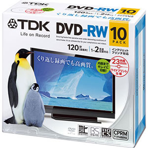 DRW120DPWA10U【税込】 TDK 2倍速対応DVD-RW 10枚パック 4.7GB ホワイトプリンタブル [DRW120DPWA10U]【返品種別A】