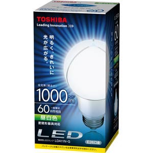 LDA11N-G【税込】 東芝 LED電球 一般電球形 10.6W（全光束：1000 lm/昼白色相当） E-CORE（イー・コア） [LDA11NG]【返品種別A】