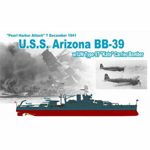 1/700 USS 戦艦アリゾナ＆九七式艦上攻撃機 真珠湾攻撃【7127】 【税込】 ドラゴンモデル [DR7127 U.S.S. Arizona BB-39]【返品種別B】