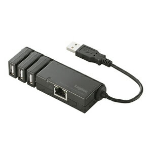 LAN-TX/U2H3B【税込】 ロジテック USBハブ搭載 100BASE-TX対応 USB2.0有線LANアダプタ（ブラック） [LANTXU2H3B]【返品種別A】