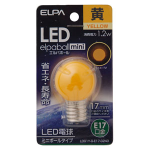 LDG1Y-G-E17-G243【税込】 ELPA LED電球 ミニボール電球形(黄) e…...:jism:11123627
