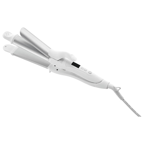 SL-002AW 32mm <strong>サロニア</strong> マルチ<strong>ヘアアイロン</strong> 2Way（ホワイト） SALONIA　2WAY STRAIGHTENING ＆ CURLING HAIR IRON SILVER WHITE 32mm [SL002AW]