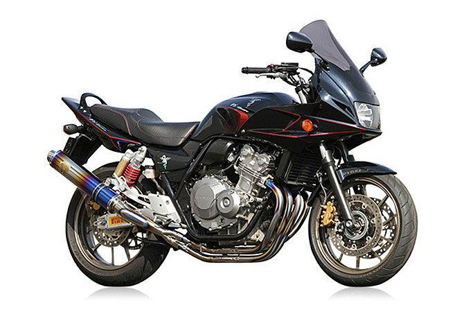 直送品 アールズギア ワイバン シングルタイプ チタンドラッグブルー ホンダ CB400SF/SB REVO 08-17 HONDA R's Gear WH10-01DB