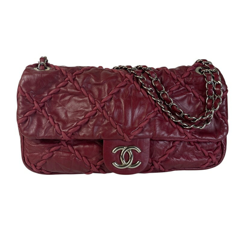 【最終処分SALE】CHANEL シャネル ウルトラステッチ カーフスキン ショルダーバッグ レッド A-7546