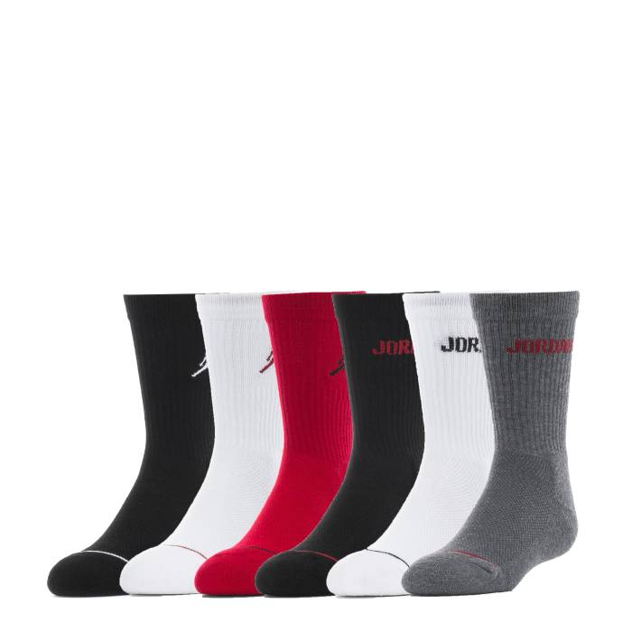 ナイキ ジョーダン Jordan 【 6 Pack X-Small Legend Crew Unisex Gym Red/Black Multi 】 Legend レジェンド クルー キッズ ベビー マタニティ キッズファッション 靴下 レッグウェア 靴下 ユニセックス Red 赤・