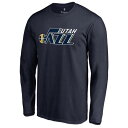 ファナティクス FANATICS 紺 ネイビー ユタ ジャズ ロゴ スリーブ Tシャツ 長袖 【 NAVY SLEEVE FANATICS BRANDED PRIMARY LOGO TSHIRT JAZ 】 メンズファッション トップス Tシャツ カットソー