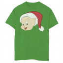 LICENSED CHARACTER キャラクター クリスマス グラフィック Tシャツ 【 LICENSED CHARACTER LOONEY TUNES CHRISTMAS PORKY PIG SANTA BIG FACE GRAPHIC TEE KELLY 】 キッズ ベビー マタニティ トップス Tシャツ