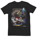 MARVEL ロゴ グラフィック Tシャツ 黒 ブラック 【 BLACK MARVEL AVENGERS ENDGAME ROCKET LOGO GRAPHIC TEE 】 メンズファッション トップス Tシャツ カットソー