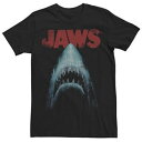 LICENSED CHARACTER キャラクター クラシック Tシャツ 黒色 ブラック 【 LICENSED CHARACTER JAWS CLASSIC MOVIE POSTER CLOSEUP TEE BLACK 】 メンズファッション トップス Tシャツ カットソー