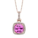 ピンク ダイヤモンド ゴールド ネックレス ローズ & T.W. 【 PINK ROSE UNBRANDED LABCREATED SAPPHIRE 1 8 CARAT DIAMOND 10K GOLD HALO PENDANT NECKLACE 】