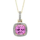 ピンク ダイヤモンド ゴールド ネックレス 黄色 イエロー & T.W. 【 PINK YELLOW UNBRANDED LABCREATED SAPPHIRE 1 8 CARAT DIAMOND 10K GOLD HALO PENDANT NECKLACE 】