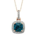 青色 ブルー ダイヤモンド ゴールド ネックレス ローズ & T.W. 【 ROSE UNBRANDED LONDON BLUE TOPAZ 1 8 CARAT DIAMOND 10K GOLD HALO PENDANT NECKLACE 】