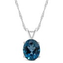 銀色 シルバー ネックレス 青色 ブルー 【 SILVER UNBRANDED STERLING GEMSTONE OVAL PENDANT NECKLACE LONDON BLUE TOPAZ 】