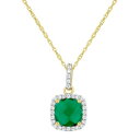 黄色 イエロー ゴールド 白色 ホワイト ネックレス & 【 YELLOW UNBRANDED 10K GOLD 7MM CUSHION SIMULATED EMERALD CREATED WHITE SAPPHIRE PENDANT NECKLACE 】