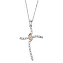 ゴールド ダイヤモンド ローズ T.W. 【 ROSE UNBRANDED 10K TWO TONE GOLD 1 5 CARAT DIAMOND CROSS PENDANT 】