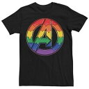 LICENSED CHARACTER キャラクター ロゴ Tシャツ 黒 ブラック 【 BLACK LICENSED CHARACTER ADULT MARVEL AVENGERS PRIDE RAINBOW DRIP LOGO TEE 】 メンズファッション トップス Tシャツ カットソー