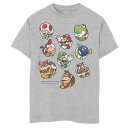 LICENSED CHARACTER キャラクター グラフィック Tシャツ ヘザー & 【 HEATHER LICENSED CHARACTER NINTENDO SUPER MARIO GROUP SHOT GOOD BAD GUYS GRAPHIC TEE ATHLETIC 】 キッズ ベビー マタニティ トップス Tシャツ