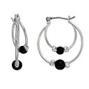 パール フープ イヤリング 黒色 ブラック 【 SONOMA GOODS FOR LIFE SILVERTONE SIMULATED PEARL DOUBLE HOOP EARRINGS BLACK 】