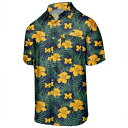 紺色 ネイビー ミシガン ウルヴァリンズ 【 UNBRANDED NAVY FLORAL BUTTONUP SHIRT MIC 】