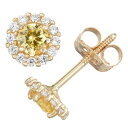 ゴールド イヤリング 【 CHARMING GIRL 14K GOLD BIRTHSTONE CUBIC ZIRCONIA HALO STUD EARRINGS NOVEMBER 】