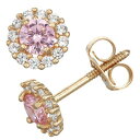 ゴールド イヤリング 【 CHARMING GIRL 14K GOLD BIRTHSTONE CUBIC ZIRCONIA HALO STUD EARRINGS OCTOBER 】