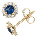ゴールド イヤリング 【 CHARMING GIRL 14K GOLD BIRTHSTONE CUBIC ZIRCONIA HALO STUD EARRINGS SEPTEMBER 】
