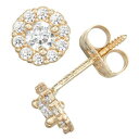 ゴールド イヤリング 【 CHARMING GIRL 14K GOLD BIRTHSTONE CUBIC ZIRCONIA HALO STUD EARRINGS APRIL 】