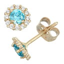 ゴールド イヤリング 【 CHARMING GIRL 14K GOLD BIRTHSTONE CUBIC ZIRCONIA HALO STUD EARRINGS DECEMBER 】