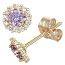 ゴールド イヤリング 【 CHARMING GIRL 14K GOLD BIRTHSTONE CUBIC ZIRCONIA HALO STUD EARRINGS FEBRUARY 】