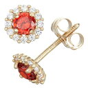 ゴールド イヤリング 【 CHARMING GIRL 14K GOLD BIRTHSTONE CUBIC ZIRCONIA HALO STUD EARRINGS JANUARY 】