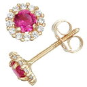 ゴールド イヤリング 【 CHARMING GIRL 14K GOLD BIRTHSTONE CUBIC ZIRCONIA HALO STUD EARRINGS JULY 】