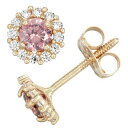 ゴールド イヤリング 【 CHARMING GIRL 14K GOLD BIRTHSTONE CUBIC ZIRCONIA HALO STUD EARRINGS JUNE 】