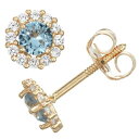 ゴールド イヤリング 【 CHARMING GIRL 14K GOLD BIRTHSTONE CUBIC ZIRCONIA HALO STUD EARRINGS MARCH 】
