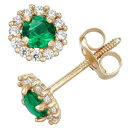 ゴールド イヤリング 【 CHARMING GIRL 14K GOLD BIRTHSTONE CUBIC ZIRCONIA HALO STUD EARRINGS MAY 】