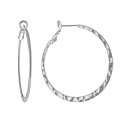 銀色 シルバー フープ イヤリング 【 SILVER PLATED HAMMERED HOOP EARRINGS 】