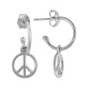 銀色 シルバー フープ イヤリング 【 SILVER PLATED PEACE SIGN HOOP DROP EARRINGS 】