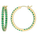 ゴールド フープ イヤリング 【 STELLA GRACE 10K GOLD LABCREATED EMERALD INSIDEOUT HOOP EARRINGS 】