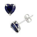 白色 ホワイト ゴールド イヤリング 青色 ブルー 【 DESIGNS BY GIOELLI LABCREATED SAPPHIRE 10K WHITE GOLD HEART STUD EARRINGS BLUE 】