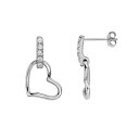 銀色 シルバー イヤリング 【 SILVER UNBRANDED STERLING CUBIC ZIRCONIA HEART DROP EARRINGS 】