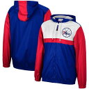 フィラデルフィア セブンティシクサーズ ビクトリー フルジップ ウィンドブレーカー ジャケット 青色 ブルー & 【 76ERS VICTORY UNBRANDED MITCHELL NESS ROYAL HARDWOOD CLASSICS MARGIN OF FULLZIP WINDBREAKER