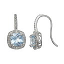銀色 シルバー アクアマリン 白色 ホワイト イヤリング 【 SILVER DESIGNS BY GIOELLI STERLING LABCREATED AQUAMARINE AND WHITE SAPPHIRE HALO DROP EARRINGS MULTI 】