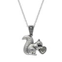 銀色 シルバー ネックレス & 【 SILVER LAVISH BY TJM STERLING MARCASITE SQUIRREL CHARM PENDANT NECKLACE 】