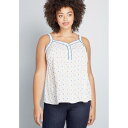 【スーパーセール商品 12/4-12/11】MODCLOTH ヘンリー タンクトップ 【 CAFE AU SOLEIL HENLEY TANK TOP WHITE MULTI 】 レディースファッション トップス 送料無料