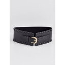 NO_BRAND_SHOWN ベルト 黒 ブラック NO_BRAND_SHOWN 【 BLACK TOPSTITCHED TOPPER STRETCH BELT 】 バッグ ベルト サスペンダー