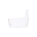 IMPRESS ピンク クロップ 【 PINK CROP SLINKY ONE SHOULDER TOP WHITE 】 レディースファッション トップス 送料無料