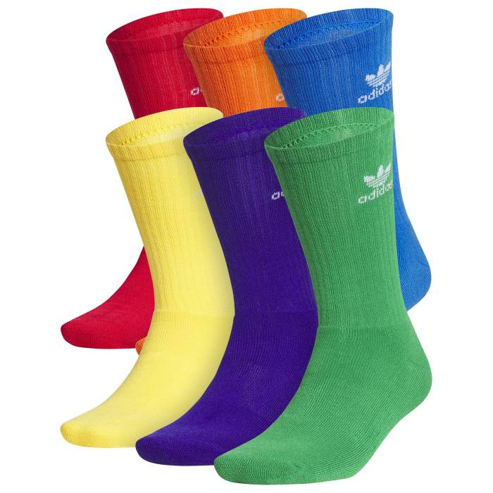 アディダス Adidas Originals 【 Trefoil Brights 6-Pack Crew Socks Men's Yellow/Green/Purple 】 トレフォイル クルー ソックス・靴下 インナー 下着 ナイトウェア メンズ 靴下 レッグウェア 靴下 メンズ yellow 黄