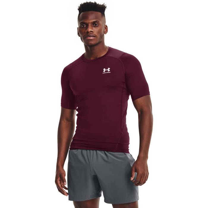 アンダーアーマー Under Armour 【 Heatgear Armour Compression S/S Football T-Shirt Men's Maroon/White 】 コンプレッション 半袖 Tシャツ フットボール Tシャツ スポーツ アウトドア スポーツウェア アクセサリ