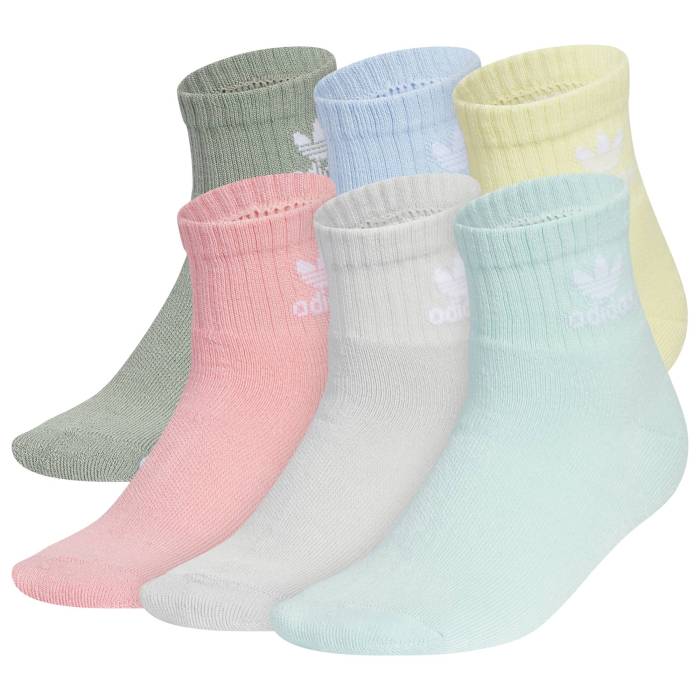 アディダス Adidas Originals 【 Quarter Sock 6-Pack Boys' Grade School Silver/Semi Pink Spark/Flash Green 】 キッズ ベビー マタニティ キッズファッション 靴下 レッグウェア 靴下 Silver 銀色・シルバー pink ピンク