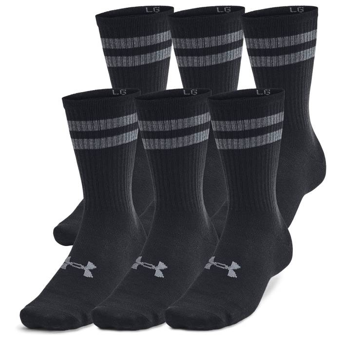 アンダーアーマー Under Armour 【 Essential 6 Pack Crew Socks Men's White/White/Black 】 クルー ソックス・靴下 インナー 下着 ナイトウェア メンズ 靴下 レッグウェア 靴下 メンズ 白色 ホワイト 黒色 ブラ